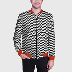 Бомбер мужской Черно-белые кривые, цвет: 3D-красный — фото 2