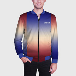 Бомбер мужской Красный-синий градиентный узор, цвет: 3D-синий — фото 2