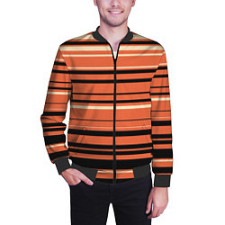 Бомбер мужской Оранжевый полосами, цвет: 3D-черный — фото 2