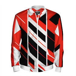 Бомбер мужской Black and red stripes on a white background, цвет: 3D-белый