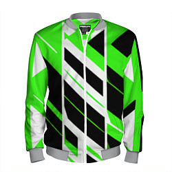 Мужской бомбер Black and green stripes on a white background