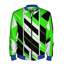 Мужской бомбер Black and green stripes on a white background