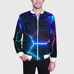 Бомбер мужской Микс из разломленных плит и неоновое свечения, цвет: 3D-белый — фото 2