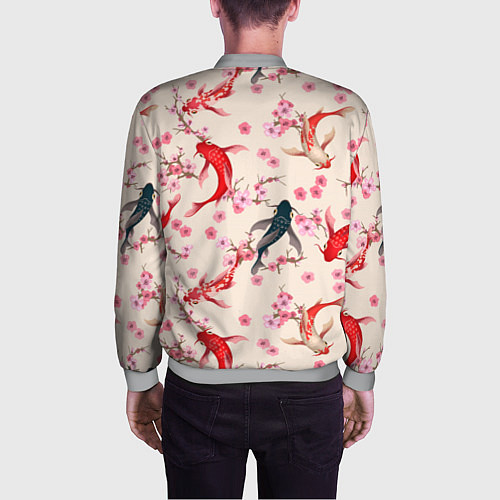 Мужской бомбер Разноцветные рыбы кои / 3D-Меланж – фото 4