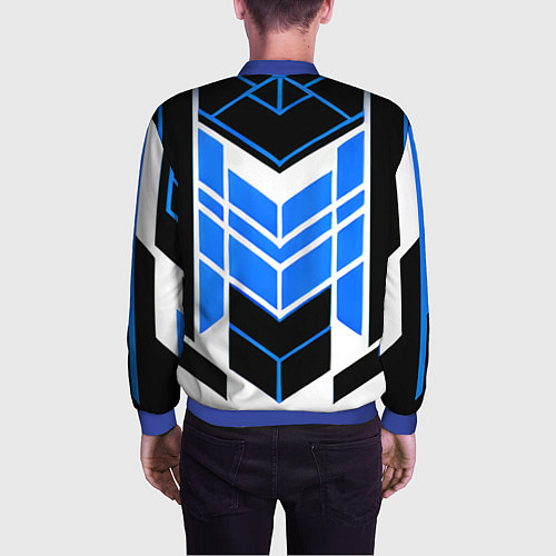 Мужской бомбер Blue and black stripes on a white background / 3D-Синий – фото 4