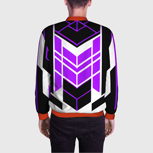 Мужской бомбер Purple and black stripes on a white background / 3D-Красный – фото 4