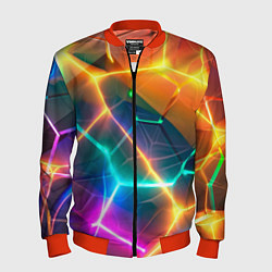 Бомбер мужской Яркий градиент в разломленных плитах с желтым свет, цвет: 3D-красный