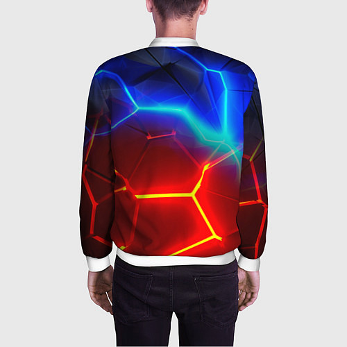 Мужской бомбер Красные плиты с ярким светом / 3D-Белый – фото 4