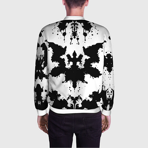 Мужской бомбер Психоделический тест Роршаха / 3D-Белый – фото 4