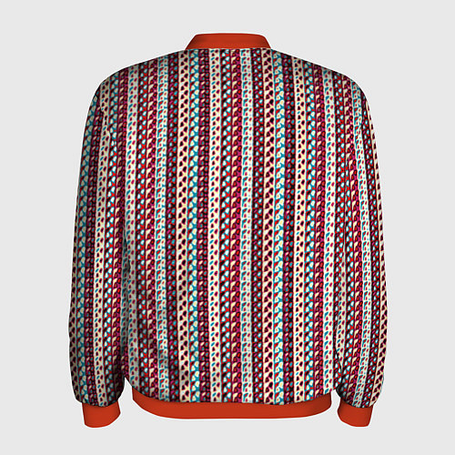 Мужской бомбер Разноцветные полосы-узоры / 3D-Красный – фото 2