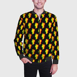 Бомбер мужской Billie Eilish glitch pattern, цвет: 3D-черный — фото 2