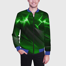 Бомбер мужской Яркая зеленая объемная абстракция, цвет: 3D-синий — фото 2