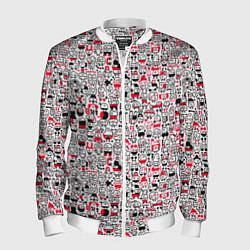 Бомбер мужской Человечки с антенками, цвет: 3D-белый