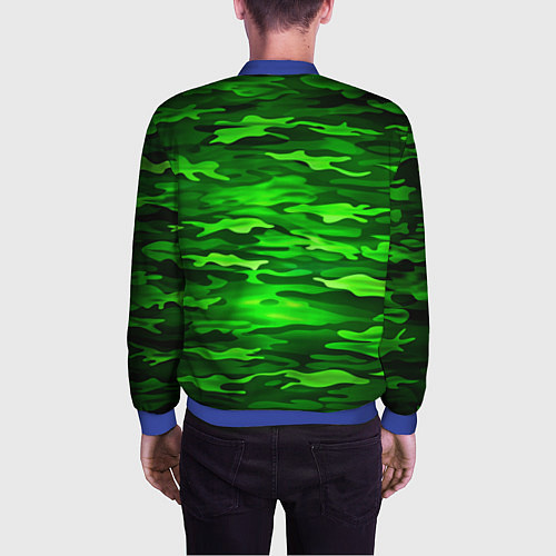 Мужской бомбер Зелёные водоросли-камуфляж / 3D-Синий – фото 4
