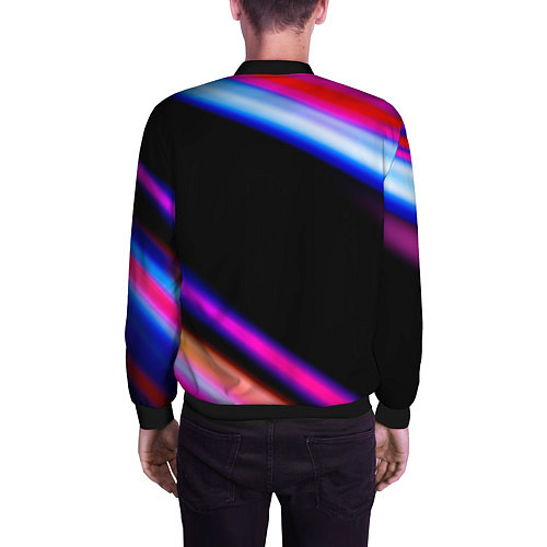 Мужской бомбер Portal fast light neon stripes / 3D-Черный – фото 4