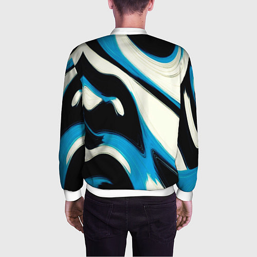 Мужской бомбер Современное искусство абстракции / 3D-Белый – фото 4