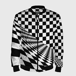 Бомбер мужской Шахматная психоделика иллюзия, цвет: 3D-черный