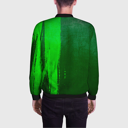 Мужской бомбер Cowboy Bebop - green gradient по-вертикали / 3D-Черный – фото 4