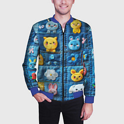 Бомбер мужской Зайчата на пэчворк, цвет: 3D-синий — фото 2