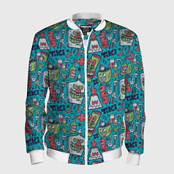 Бомбер мужской Гавайская вечеринка, цвет: 3D-белый