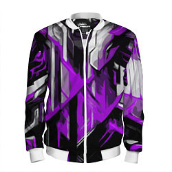 Бомбер мужской White and purple abstraction on a black background, цвет: 3D-белый