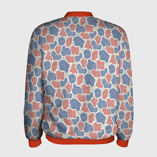 Мужской бомбер Абстрактный паттерн: пятна и плывущие формы / 3D-Красный – фото 2