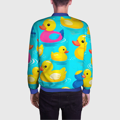 Мужской бомбер Плавающие уточки / 3D-Синий – фото 4