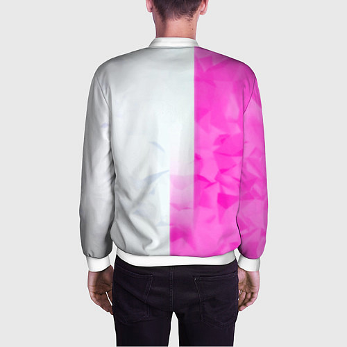 Мужской бомбер Game over pink abstraction / 3D-Белый – фото 4