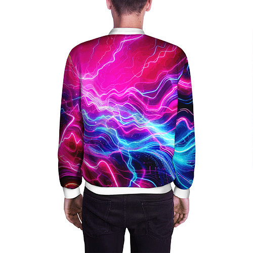 Мужской бомбер Milano - neon abstraction / 3D-Белый – фото 4