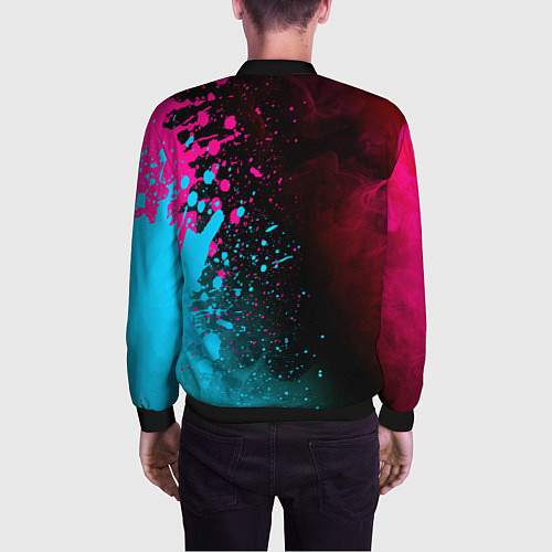 Мужской бомбер Deadlock - neon gradient по-вертикали / 3D-Черный – фото 4