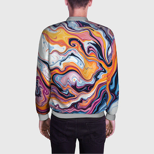 Мужской бомбер Жидкие разноцветные краски / 3D-Меланж – фото 4