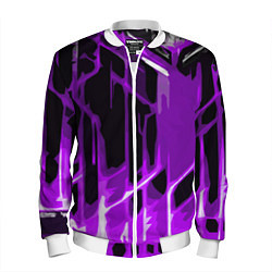 Бомбер мужской Abstract purple stripes on a black background, цвет: 3D-белый