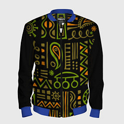 Бомбер мужской Абстрактный этнический орнамент, цвет: 3D-синий