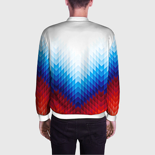 Мужской бомбер Геометрический узор в цветах триколора / 3D-Белый – фото 4