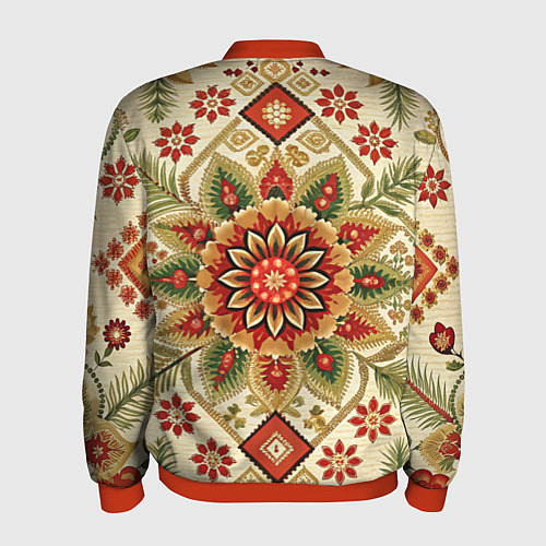 Мужской бомбер Стиль советского ковра узоры и орнамент / 3D-Красный – фото 2