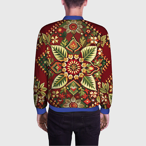Мужской бомбер Стиль советского ковра узоры и орнамент / 3D-Синий – фото 4