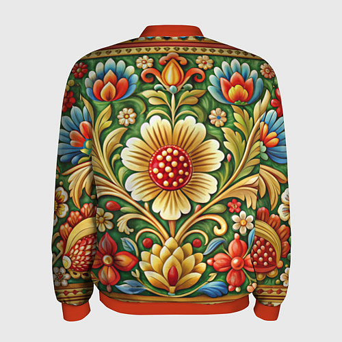 Мужской бомбер Стиль советского ковра узоры и орнамент / 3D-Красный – фото 2