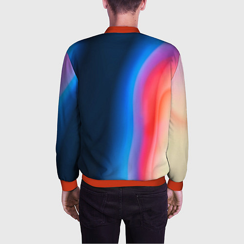 Мужской бомбер Неоновый градиент разводы / 3D-Красный – фото 4