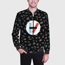 Бомбер мужской Twenty one pilots glitch, цвет: 3D-черный — фото 2