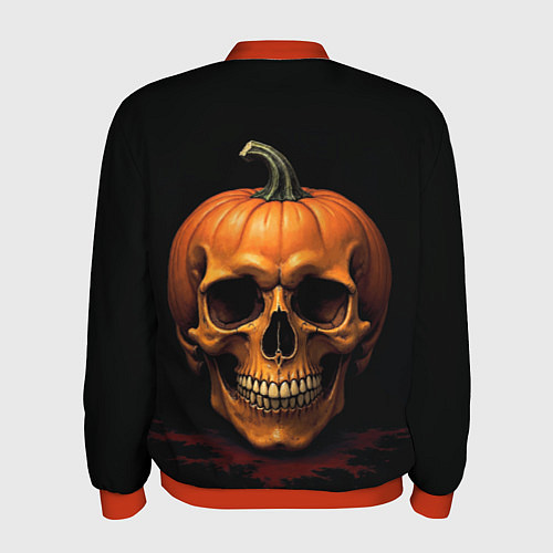 Мужской бомбер Череп-тыква для Хэллоуина / 3D-Красный – фото 2