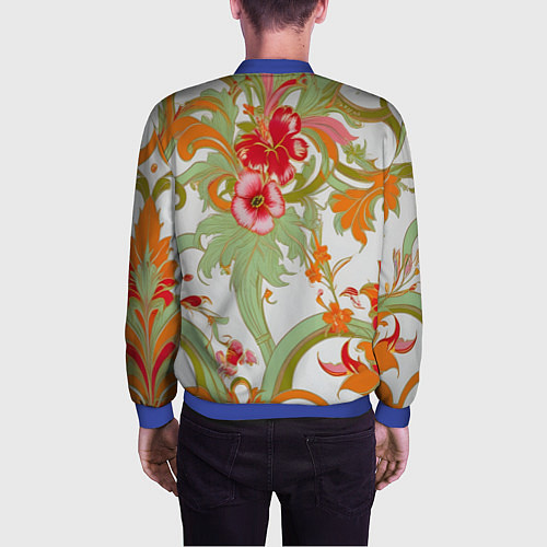 Мужской бомбер Яркий цветочный узор / 3D-Синий – фото 4