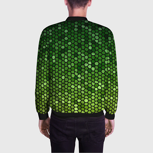 Мужской бомбер Мозаика под зеленую змею / 3D-Черный – фото 4