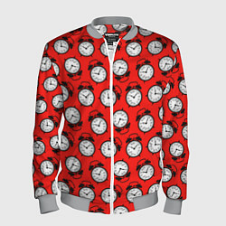 Бомбер мужской Будильник паттерн, цвет: 3D-меланж