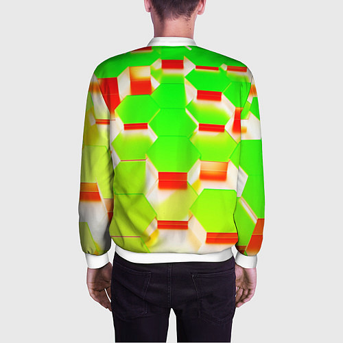 Мужской бомбер Кислотные соты / 3D-Белый – фото 4