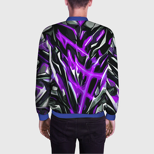 Мужской бомбер Фиолетовая энергетическая абстракция / 3D-Синий – фото 4