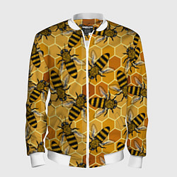 Бомбер мужской Пчелы на сотах паттерн, цвет: 3D-белый