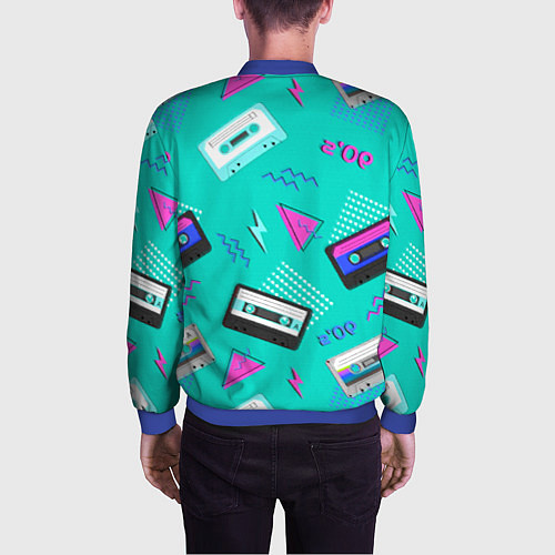 Мужской бомбер Кассеты и надпись 90s / 3D-Синий – фото 4