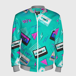 Бомбер мужской Бирюзовая кассета из 90-х, цвет: 3D-меланж