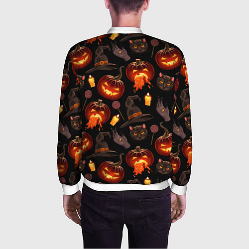 Мужской бомбер Хэллоуин цветной паттерн / 3D-Белый – фото 4