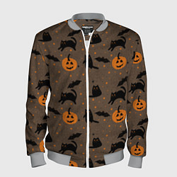 Бомбер мужской Хэллоуин и кот, цвет: 3D-меланж